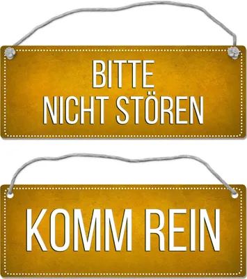 Produktbild von Gelbes Bitte nicht stören - Komm rein Wendeschild mit Kordel Schild Dangler