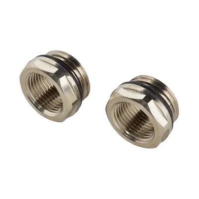 Produktbild von tecuro Heizkörper - Reduzierstück 1/2 Zoll AG x 3/8 Zoll IG - Messing vernickelt (2 Stück)