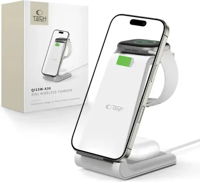 Obrázok produktu pre Tech-Protect wireless charger A36 3in1 QI15W, white