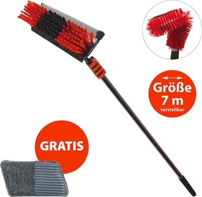 Produktbild von Genius Telescopic Hydrocleaner Teleskop Waschbürste mit Teleskopstiel 7 Meter 8 tlg, Teleskopbürste mit Wasseranschluss, Garten Reinigungsset