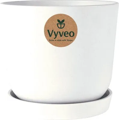 Immagine prodotto di Vyveo - Vaso da fiori Soren con sottovaso - Bianco - 25x22