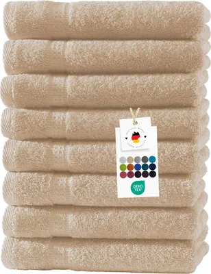 Produktbild von Gästehandtücher 30x50 cm aus 100% Baumwolle im 8er Set, Frottier Handtücher 500g/m2