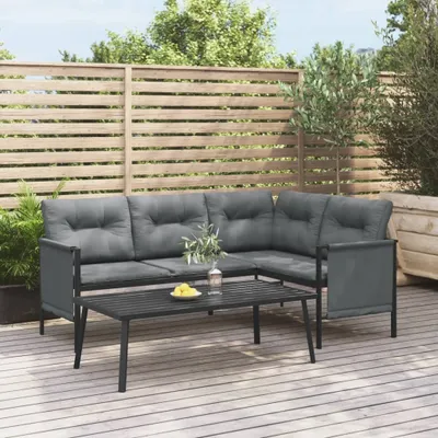 Image de The Living Store Table basse de jardin anthracite 110x55x35cm acier