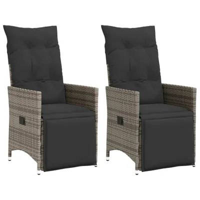 Produktbild von Gartensessel mit Kissen 2 Stk. Verstellbar Grau Poly Rattan