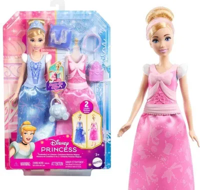 Immagine prodotto di Bambola Disney Princess Cenerentola, set da gioco con 2 abiti e 7 accessori, dai 3 anni in su