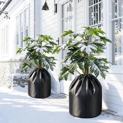 Obrázok produktu pre Vigevee, ochranná sada na zimu pre palmy, 2 kusy, 70x65 cm, čierna. Termoizolačný obal na kvetináče z materiálu Oxford 210D so zipsom, určený na ochranu rastlín v kvetináčoch