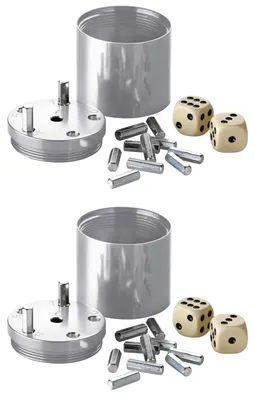 Produktbild von BestSaller 30012 SUPER SIX Würfelspiel Aluminum, 36 Spielstäbchen & 2 Würfel, silber (2 Stück)