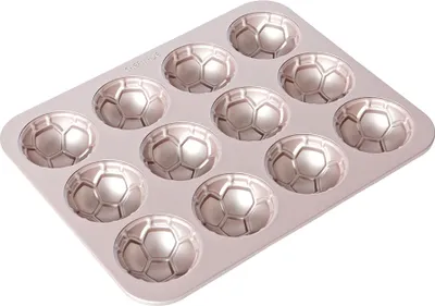 Image de 12 Cavity Hemisphere Football Moule à gâteaux demi-rond en forme de ballon de foot Moule à gâteaux en tôle