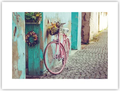 Produktbild von Poster - Poster ohne Rahmen - Rosa Fahrrad Vintage - 40x30 cm - Wand Bild - Wanddeko - Wandbilder - Kunstposter - Wandposter - Bilder - Kunstdruck - Wanddekoration - Wandbild - P2XAA40x30-4471