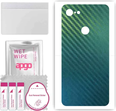 Produktbild von apgo Rückseite Schutzfolie, Skin, kompatibel mit Google Pixel 3a, Hinten Displayschutzfolie aus Vinylfolie, kratzfest, einfache Montage - Kohlenstoff-Chamäleon CAKA1