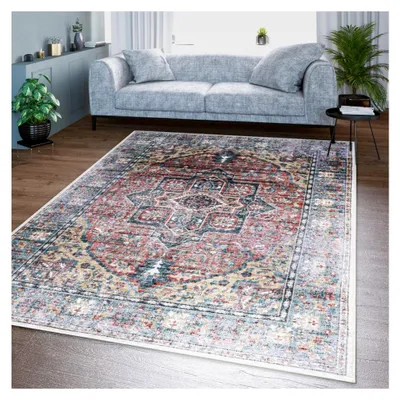 Produktbild von Teppich für das Wohnzimmer im marokkanischen Design mit Used-Look und Ornamenten, Farbe: Bunt, Größe: 60x100 cm