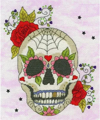 Produktbild von Auslaufmodell Bothy Threads Kreuzstich-Set "Zuckerschädel", 20x24cm, XBD8, Zählmuster