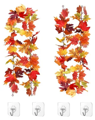 Immagine prodotto di Ghirlanda autunnale artificiale con foglie d'acero, confezione da 2 pezzi, lunghezza 178 cm, adatta per interni ed esterni