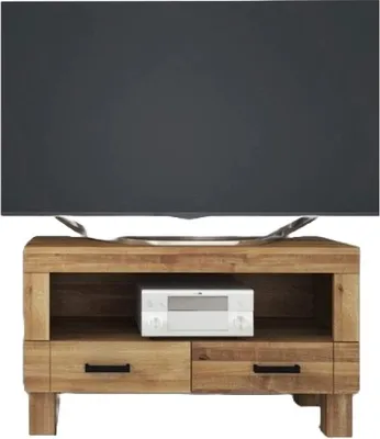 Produktbild von TV-Board Ringo aus Wildeiche massiv 105x45x61 cm mit 2 Schubladen