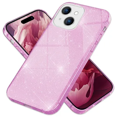 Zdjęcie produktu dla Etui z brokatem do iPhone 15 Hybrid Bling Case silikonowe etui na telefon komórkowy fioletowe