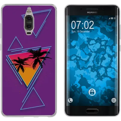 Produktbild von PhoneNatic Case kompatibel mit Huawei Mate 9 Pro Silikon-Hülle Retro Wave Palmen M3
