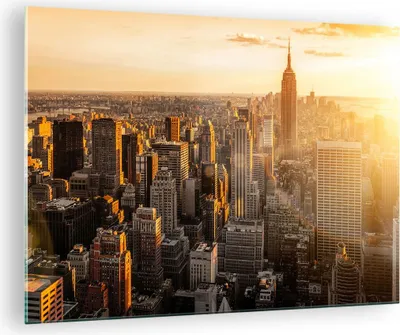 Produktbild von Bilder auf glas - New York Wolkenkratzer Manhattan - 70x50cm - Glasbilder - Wandbilder - Kunstdruck - zum Aufhängen bereit - Wanddekoration aus Glas - Glas Bilder - Wandbild auf Glas - GAA70x50-2672