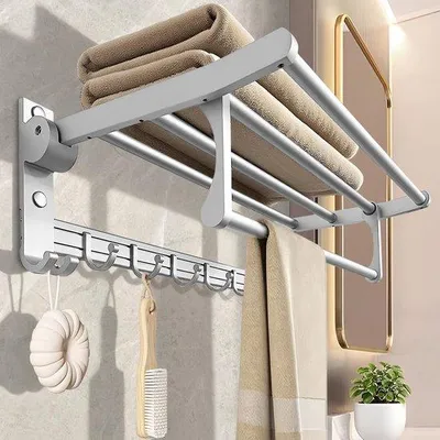 Obrázek produktu pro Skládací držák na ručníky – stříbrný