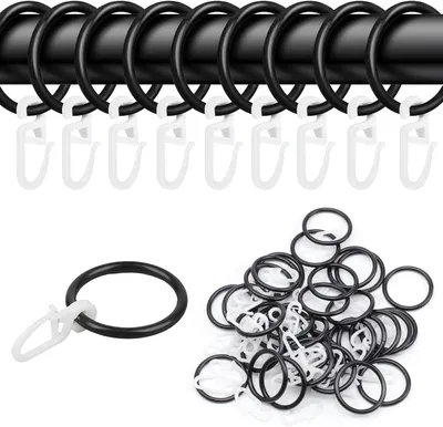 Obrázok produktu pre Záclonové krúžky 30 mm, 50 kusov, čierny kov, pre záclony