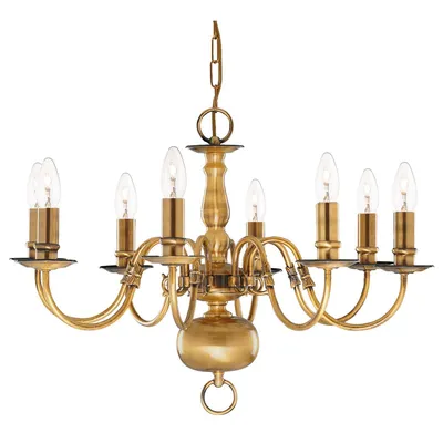 Produktbild von Klassischer flämischer Kronleuchter Stahl-Messing 8 Lichter E14