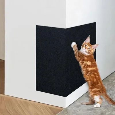 Immagine prodotto di Tappetino autoadesivo antigraffio per gatti Ibenzoa® – 120 cm, nero, in poliestere, per proteggere mobili e divani dai graffi