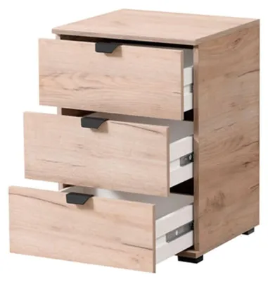 Produktbild von Dmora Nachttisch Talana 45x40x63h cm Eiche Braun, 3 Schubladen, 1 Fach