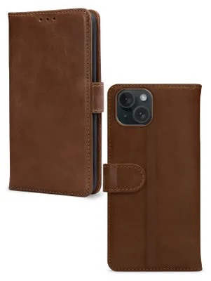 Produktbild von Mobilize Wallet iPhone 15 Hülle Echtes Leder Klapphülle Geldbörse - Braun