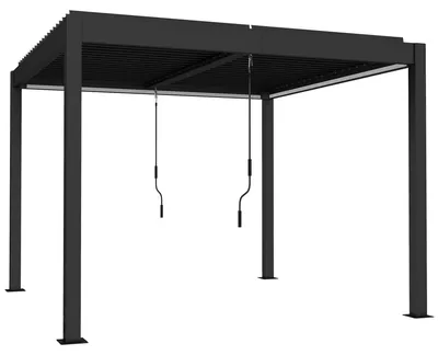 Produktbild von Pergola 3x3 m Aluminium Terrassenüberdachung mit LED-Beleuchtung Fernbedienung verstellbar Lamellendach