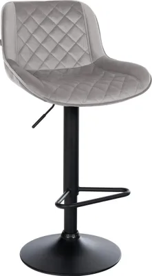 Produktbild von Barhocker KUHAR - Samt Grau 50x52x84 cm | Barstuhl Höhenverstellbar Mit Lehne Drehbar Tresenhocker Tresenstuhl Kneipenhocker Kneipenstuhl