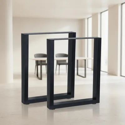 Produktbild von Tischkufen 2er-Set Stahl 100×72 cm schwarz, Industrie-Stil, Bodenschoner