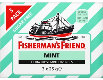 Zdjęcie produktu dla Fisherman's Friend Strong bez cukru, miętowe, opakowanie 3 sztuki (3 x 25 g)