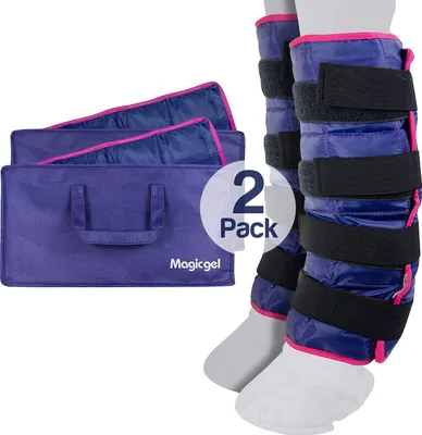 Produktbild von Magic Gel - Kühlgamaschen für Pferde - Gamaschen zum Kühlen von Sprunggelenk, Knöchel, Knie und Hufe - Kühlbandage für Pferde (Twin Ice Boot)