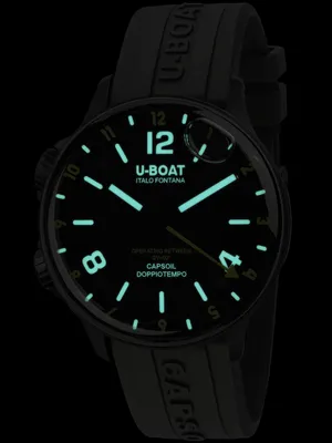 Produktbild von U-Boat 8840/B Capsoil Doppiotempo DLC Green Rehaut schwarz Kautschuk Herren Uhr