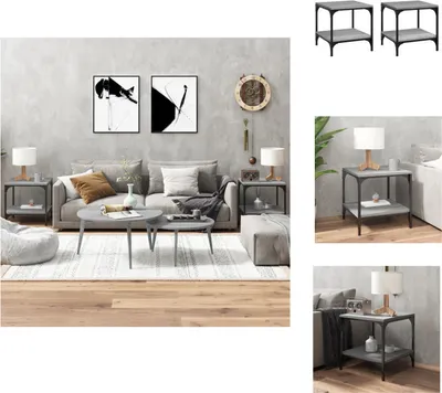 Produktbild von vidaXL Beistelltische 2 Stk. Grau Sonoma 40x40x40 cm Holzwerkstoff - Couchtische