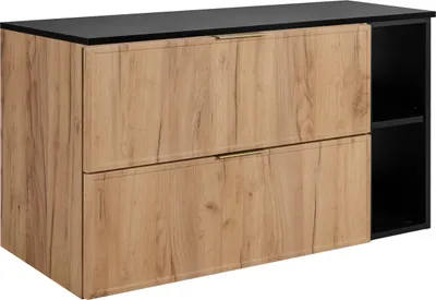 Zdjęcie produktu dla Szafka łazienkowa, dąb craft / ciemnoszary, złote uchwyty, 100 (80 + 20) x 46 x 57 cm