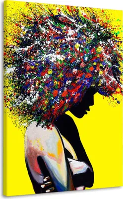 Produktbild von Afrikanische Frau Pop Art Leinwandbild Wandbild XL Kunst Deko: 80x120x2cm