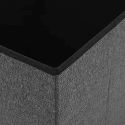 Imagen del producto de vidaXL Taburete con espacio de almacenamiento, color gris oscuro, apariencia de lino