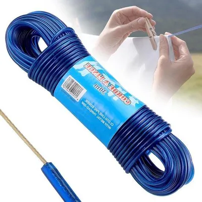 Immagine prodotto di stendibiancheria da 30 m - filo per abiti pesanti - corda robusta - antiruggine e impermeabile - portata 120 kg - blu
