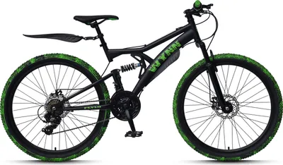 Produktbild von WYNN Mountainbike Fully 26 Zoll FLY1.0 schwarz-grün Rahmenhöhe 46 cm Damen Herren 21 Gänge mech. Scheibenbremse