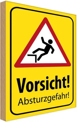 Produktbild von vianmo Holzschild 18x12 cm Vorsicht Abstürzgefahr Warnschild Hinweisschild