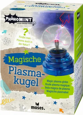 The image shows the packaging of a PhänoMINT Magische Plasmakugel.