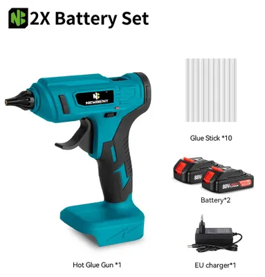 Produktbild von Heißklebepistole - Kabellose Akku Klebepistole - 18V - 100W - Für 11 mm Klebesticks - Max 280 °C - Set mit 2 Akkus