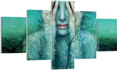 Produktbild von Bild auf Leinwand - Leinwandbild - 5 Teile - Frau Natur Grafik - 125x70cm - Wand Bild - Wanddeko - Wandbilder - Leinwanddruck - Bilder - Wanddekoration - Leinwand bilder - Wandbild - EA125x70-4254