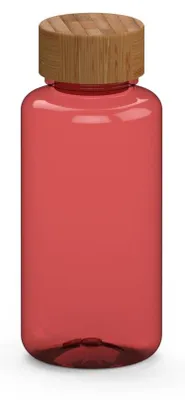 Obrázek produktu pro Láhev na pití „Natural“ 700 ml – nepropustná a bez BPA – lehká láhev z materiálu Tritan s bambusovým víčkem pro sport – průhledná s červenými prvky