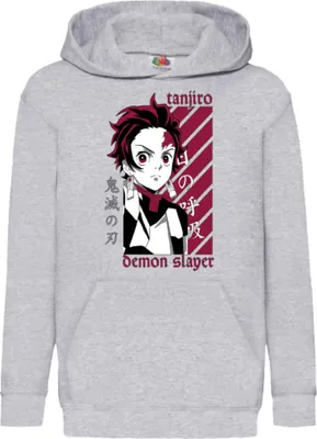Produktbild von Kinder Kapuzenpullover Demon Anime Slayer Tanjiro Kamado 009, 12-13 Jahr - 152 / Grau