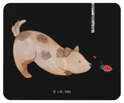 Produktbild von Mr. & Mrs. Panda Mousepad Hund Marienkäfer - Schwarz - Geschenk, Neugierig, mousematte, Sprüche, notebook mauspad, Hunde, computer, Mouse Pad, Mischlingshund