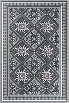 Imagen del producto de Alfombra de vinilo con motivos geométricos árabes – 100x150 cm – Alfombra para interiores – Ideal para pasillos – Fácil de limpiar – Diseño moderno