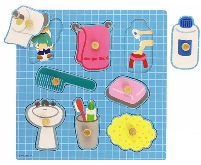 Image de Puzzle en bois encastrement salle de bain 8 pieces - goula - 53032