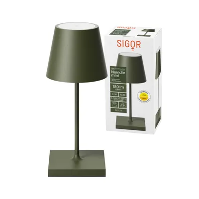 Produktbild von Sigor Nuindie Mini Akku Tischleuchte IP54 Aluminium USB-C tannengrün