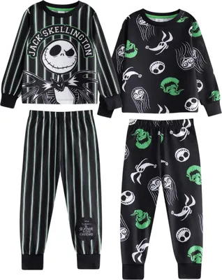 Produktbild von The Nightmare Before Christmas - Schlafanzug mit langer Hose für Kinder (2er-Pack) NS9465 (104) (Schwarz)